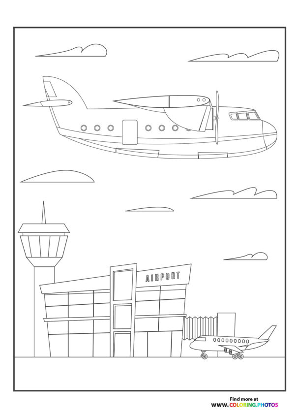 Plane over the airport