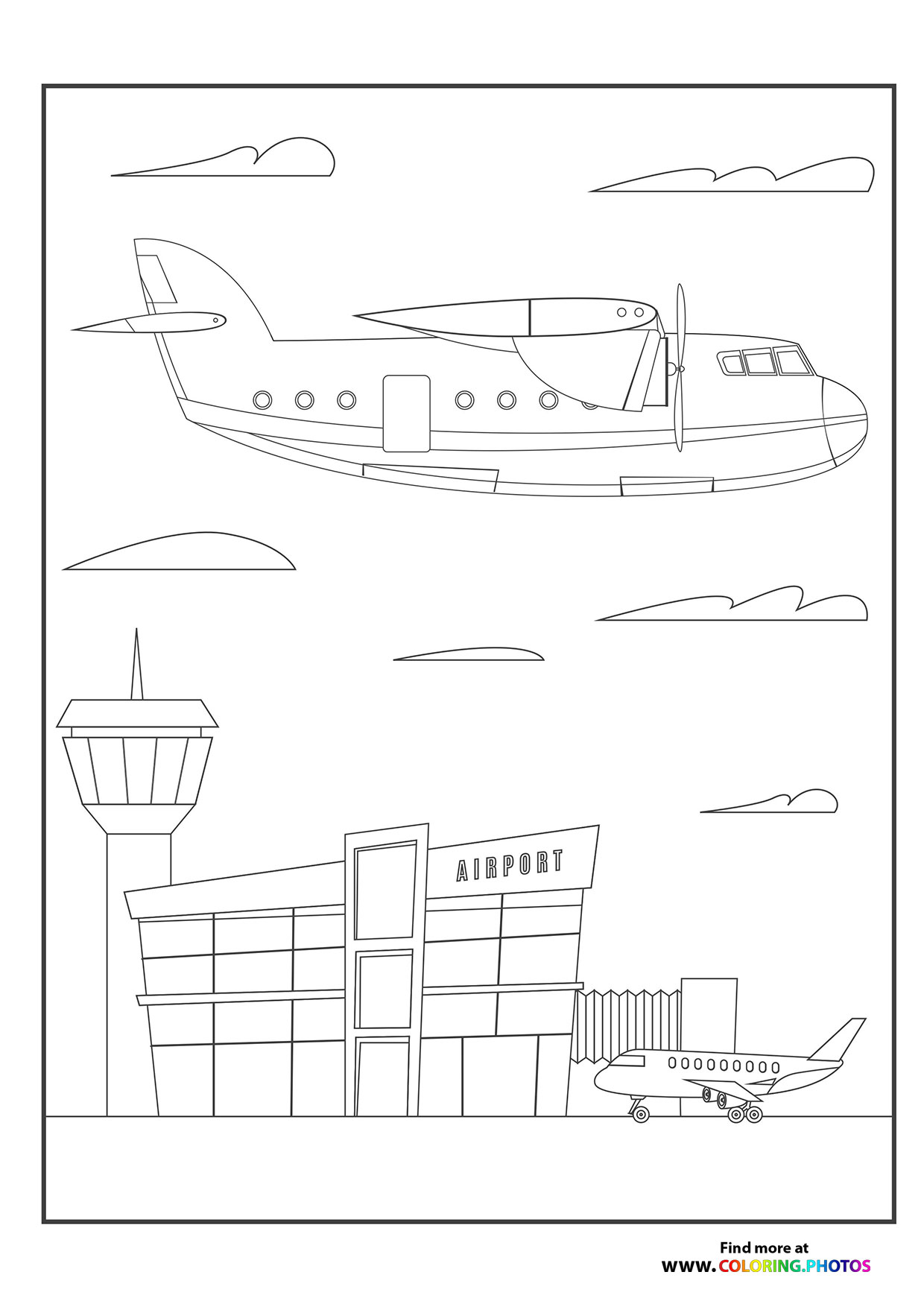Plane over the airport