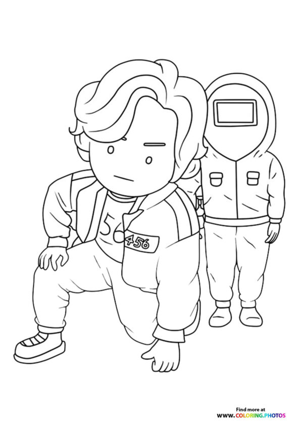 Player 456 Squid game coloring page