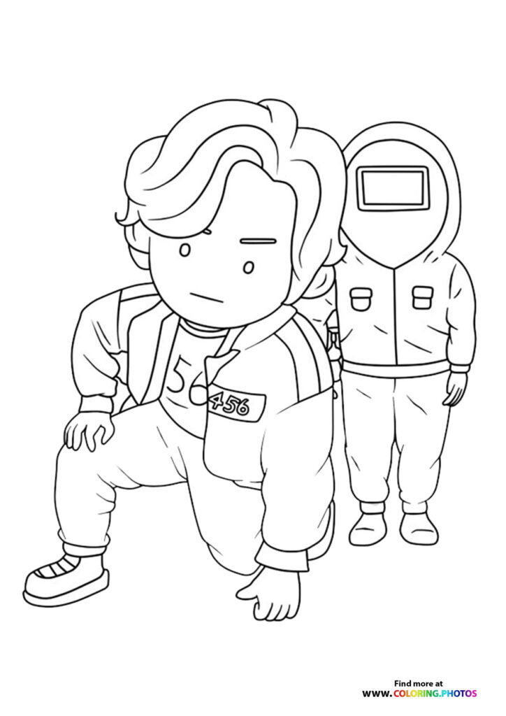Player 456 Squid game coloring page