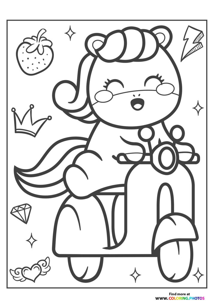 Pony on scooter