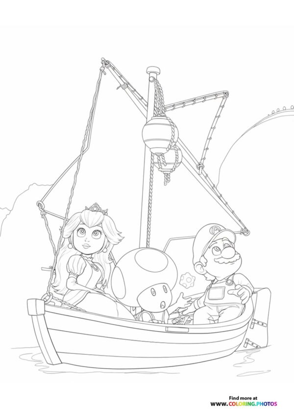 Mario Characters Sailing in a Boat