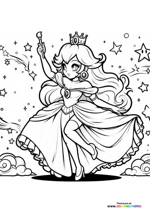 Princess Peach with a brush