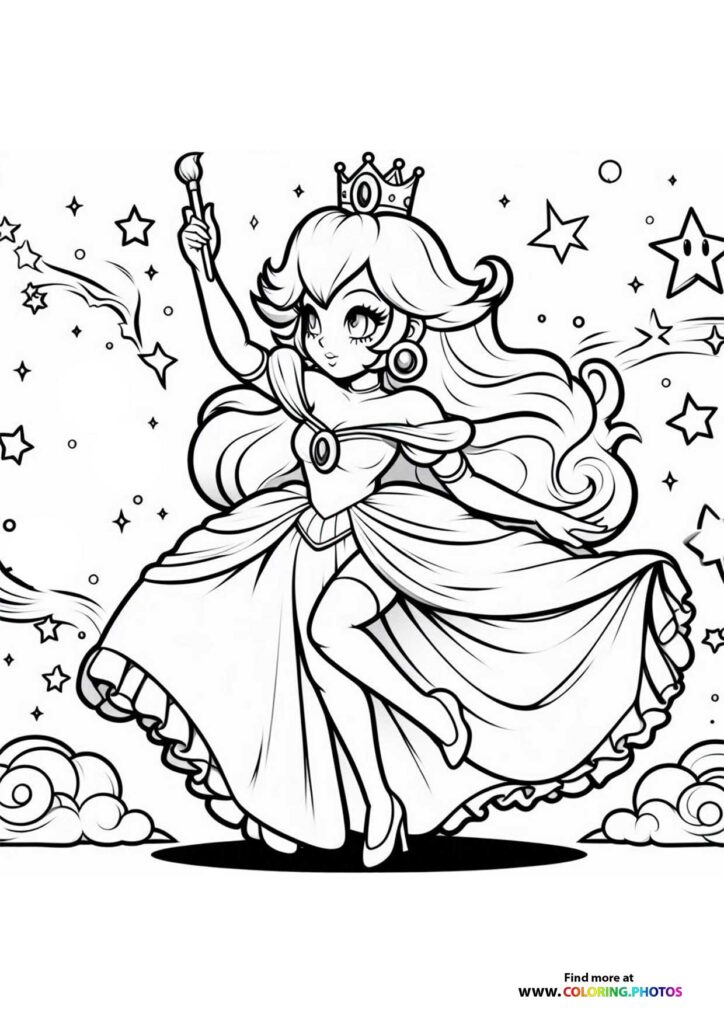 Princess Peach with a brush