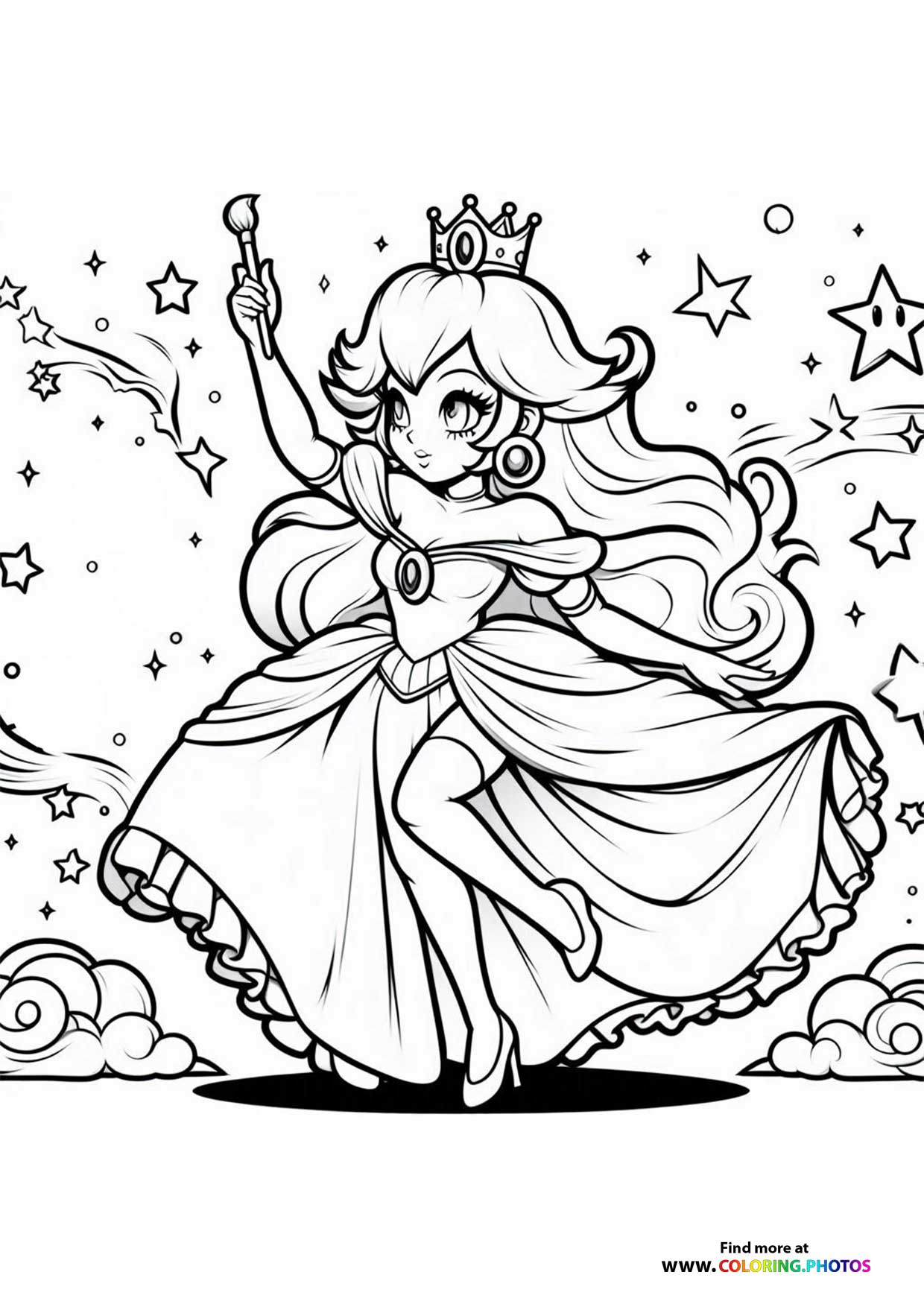 Princess Peach with a brush