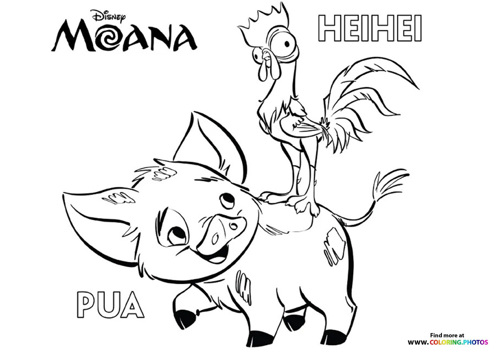 Pua and HeiHei coloring page