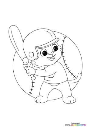 Puppy playing baseball