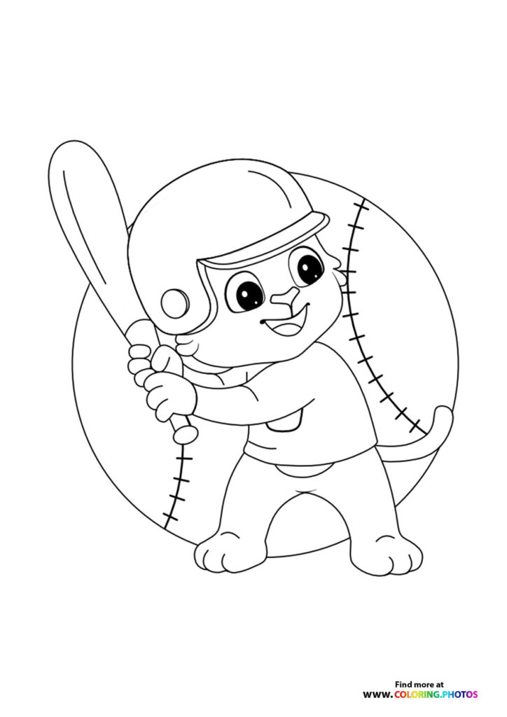 Puppy playing baseball