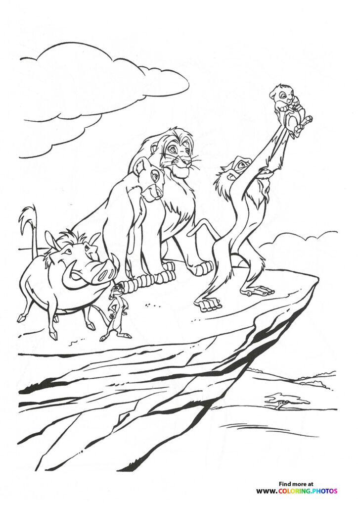 Rafiki holding Simbas child coloring page