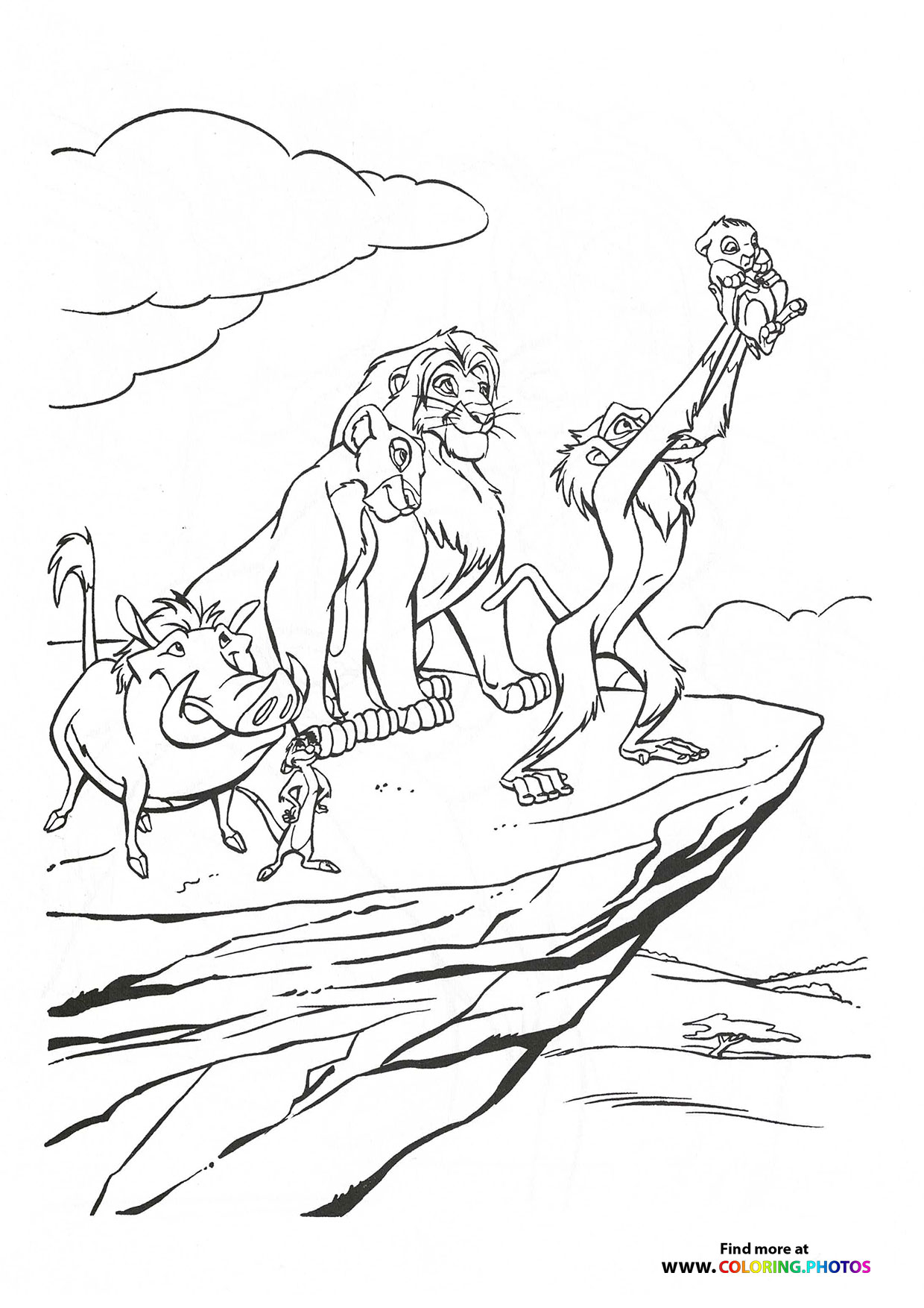 Rafiki holding Simbas child coloring page