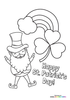 Happy Leprechaun with Rainbow