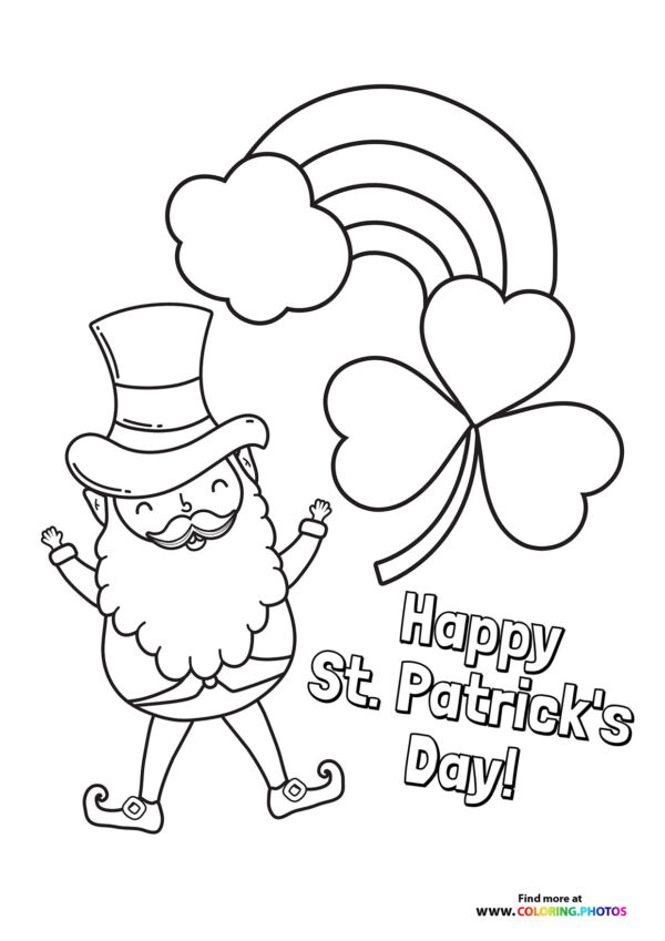 Happy Leprechaun with Rainbow