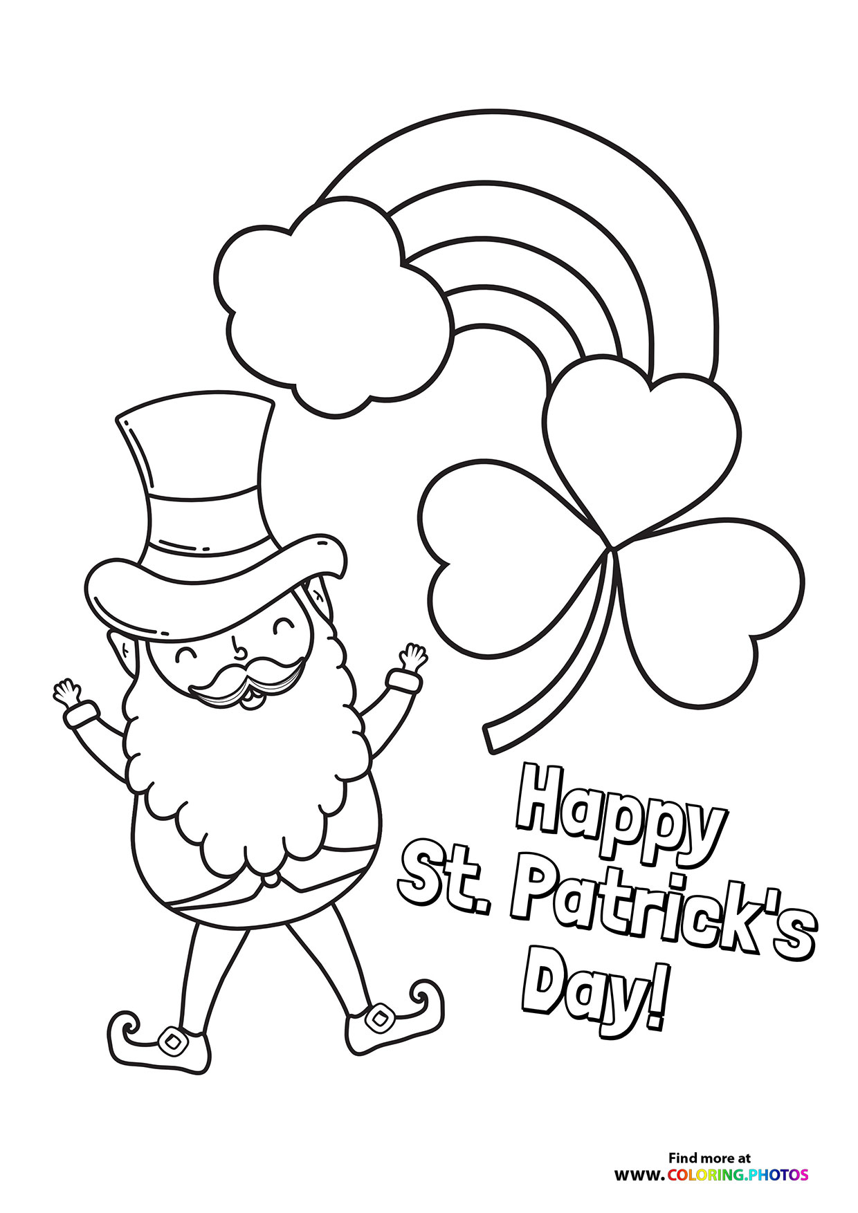 Happy Leprechaun with Rainbow