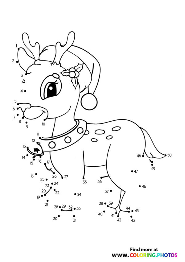 Raindeer swinging dot the dots worksheet