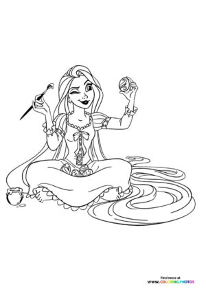 Rapunzel coloring Easter eggs