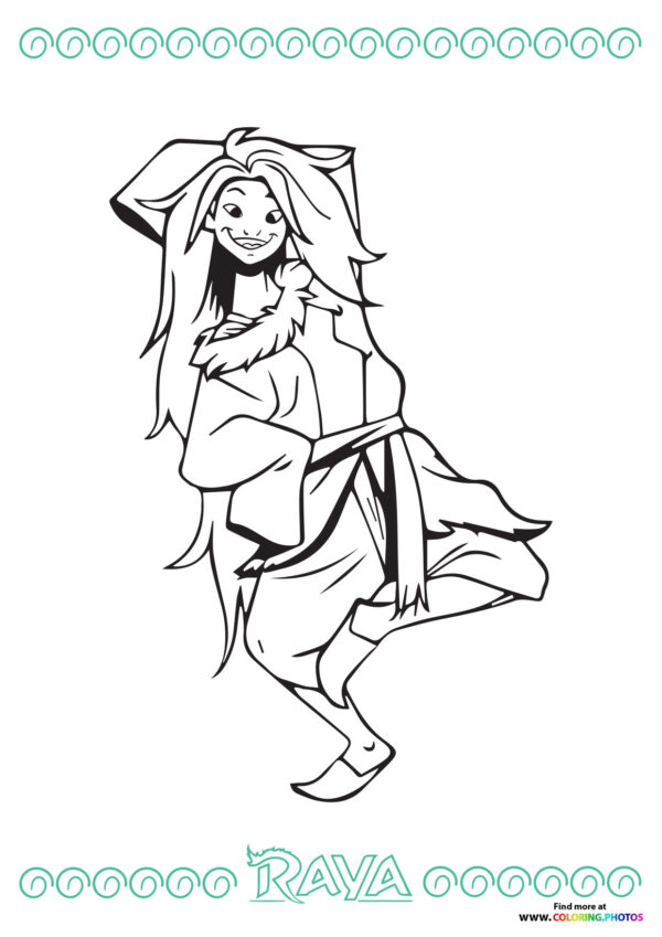 Raya dancing coloring page