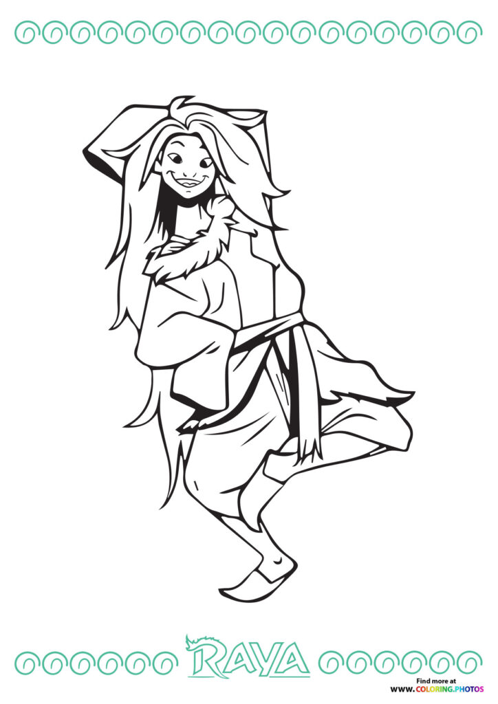 Raya dancing coloring page