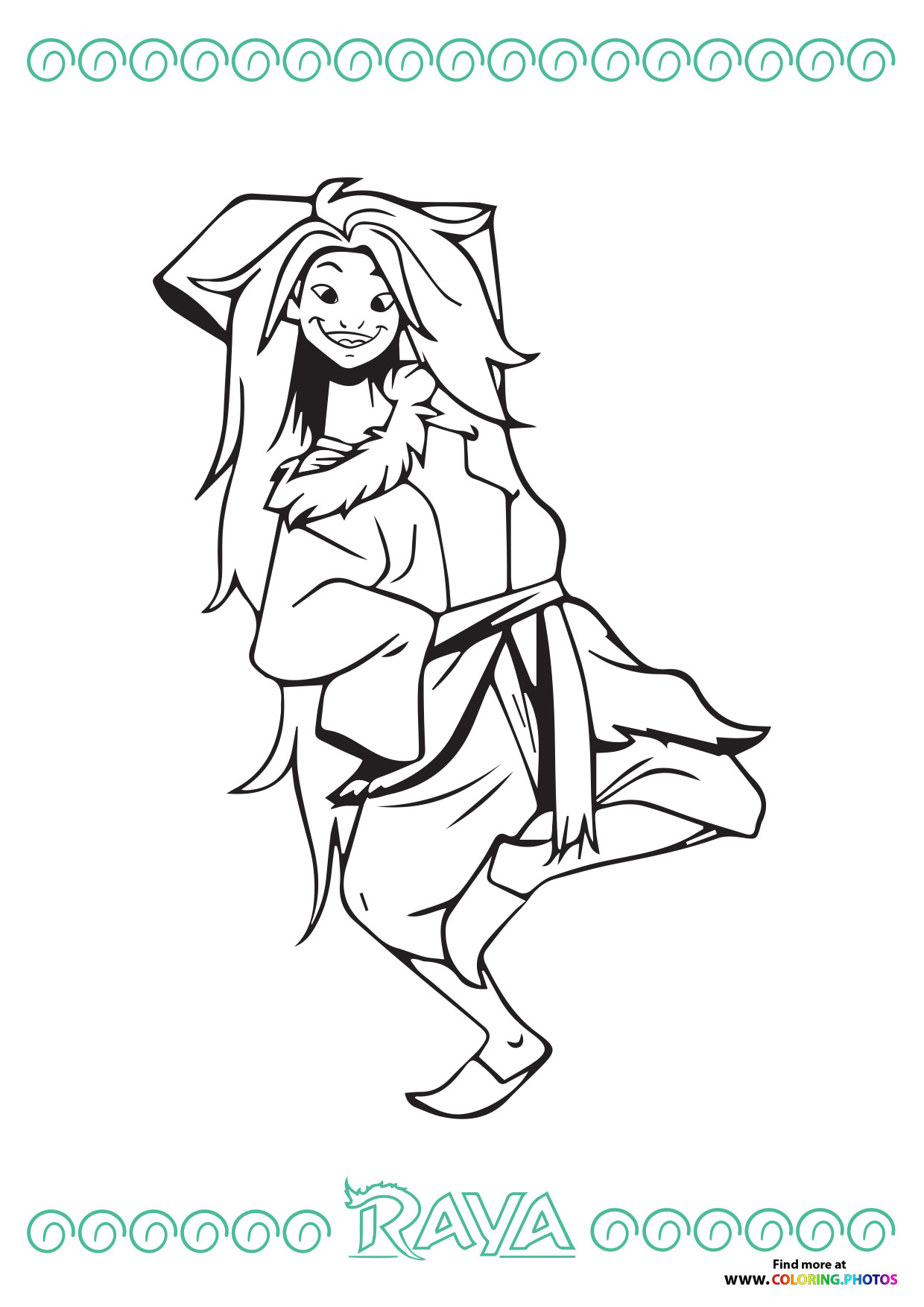 Raya dancing coloring page
