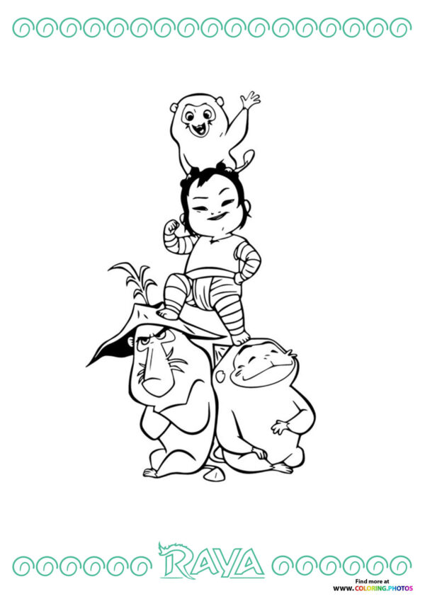 Raya the Last Dragon Ongi and Noi coloring page