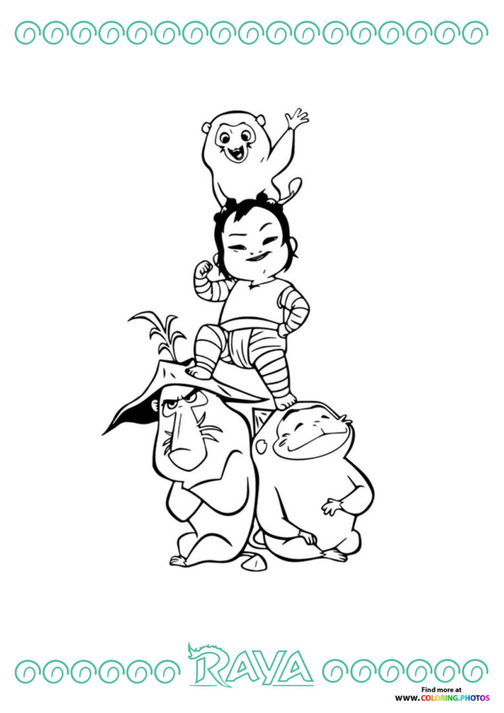 Raya the Last Dragon Ongi and Noi coloring page