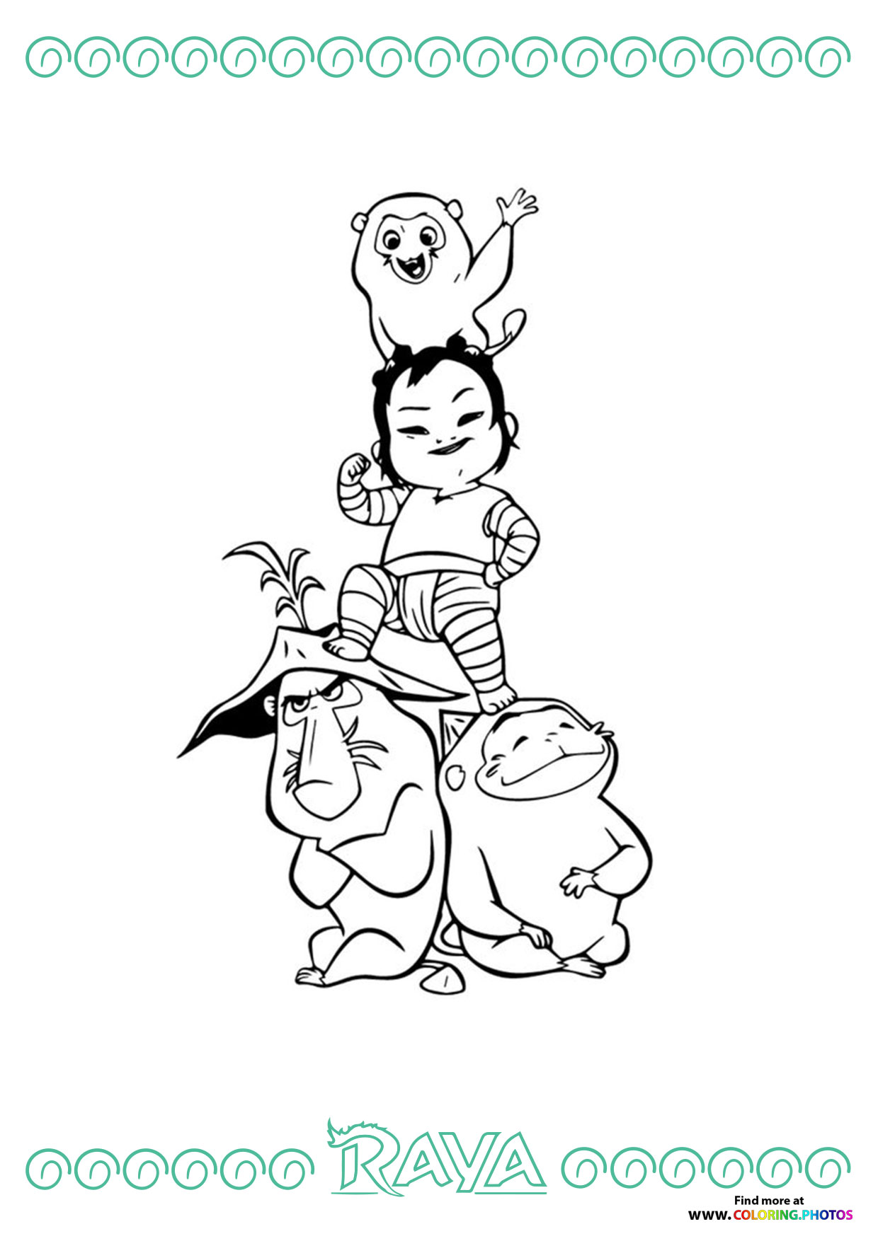 Raya the Last Dragon Ongi and Noi coloring page