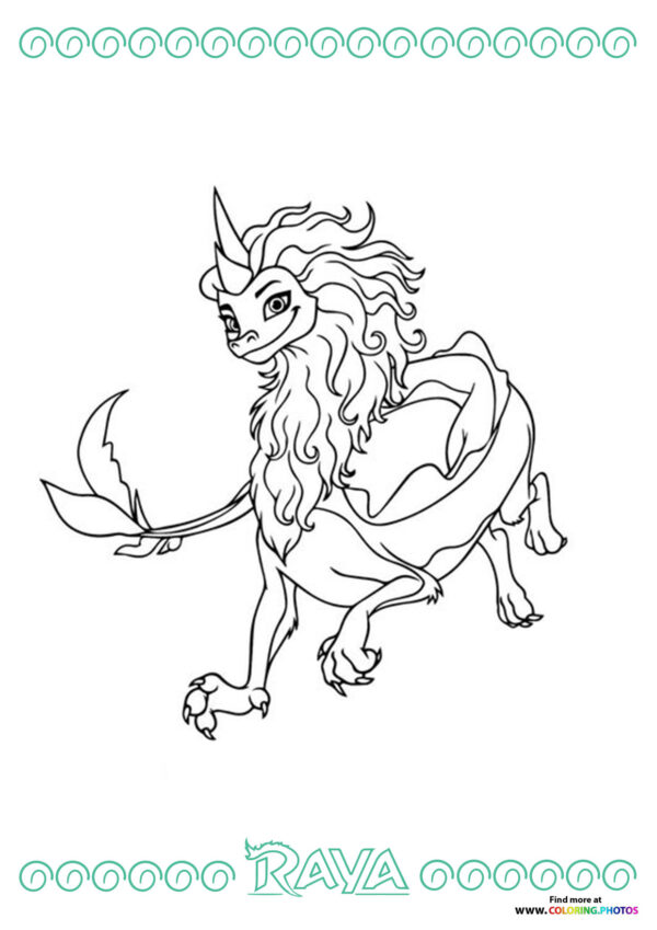 Dragon Sisu from Raya coloring page