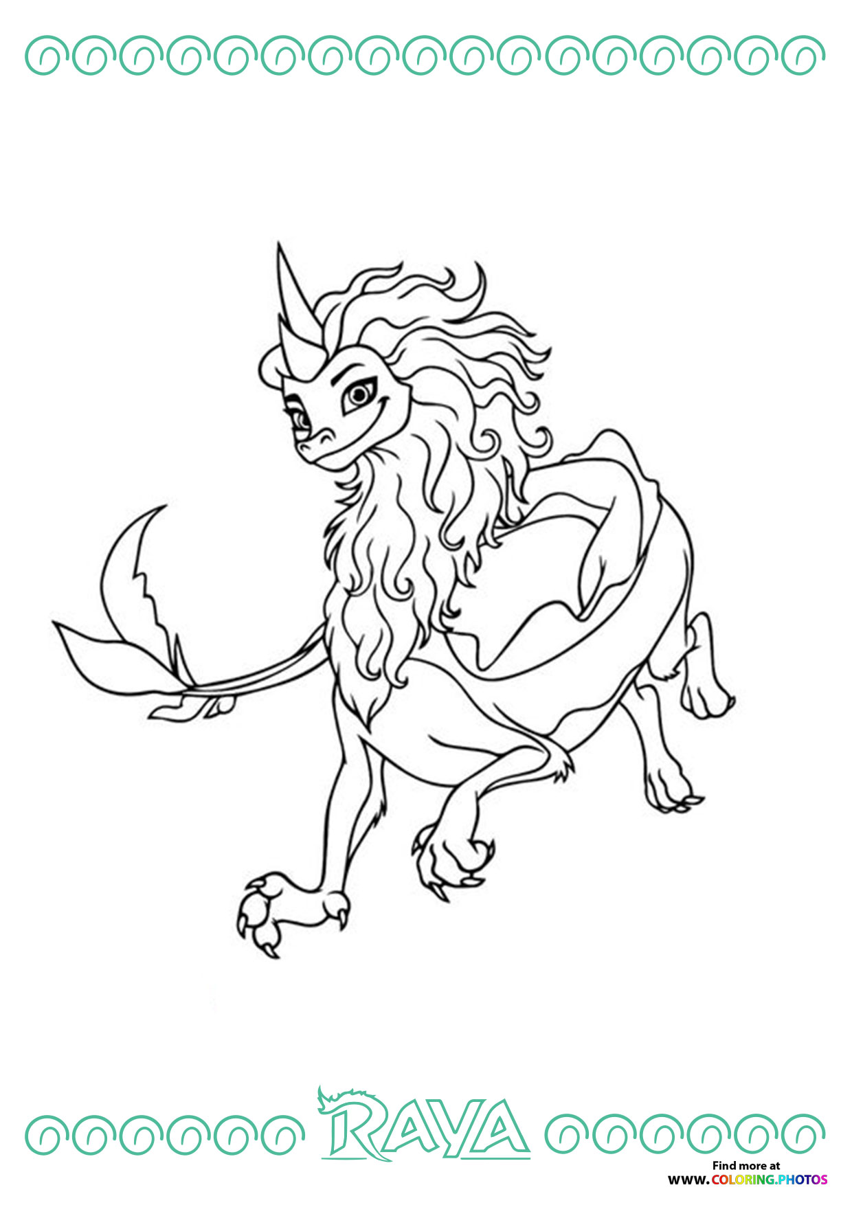 Dragon Sisu from Raya coloring page