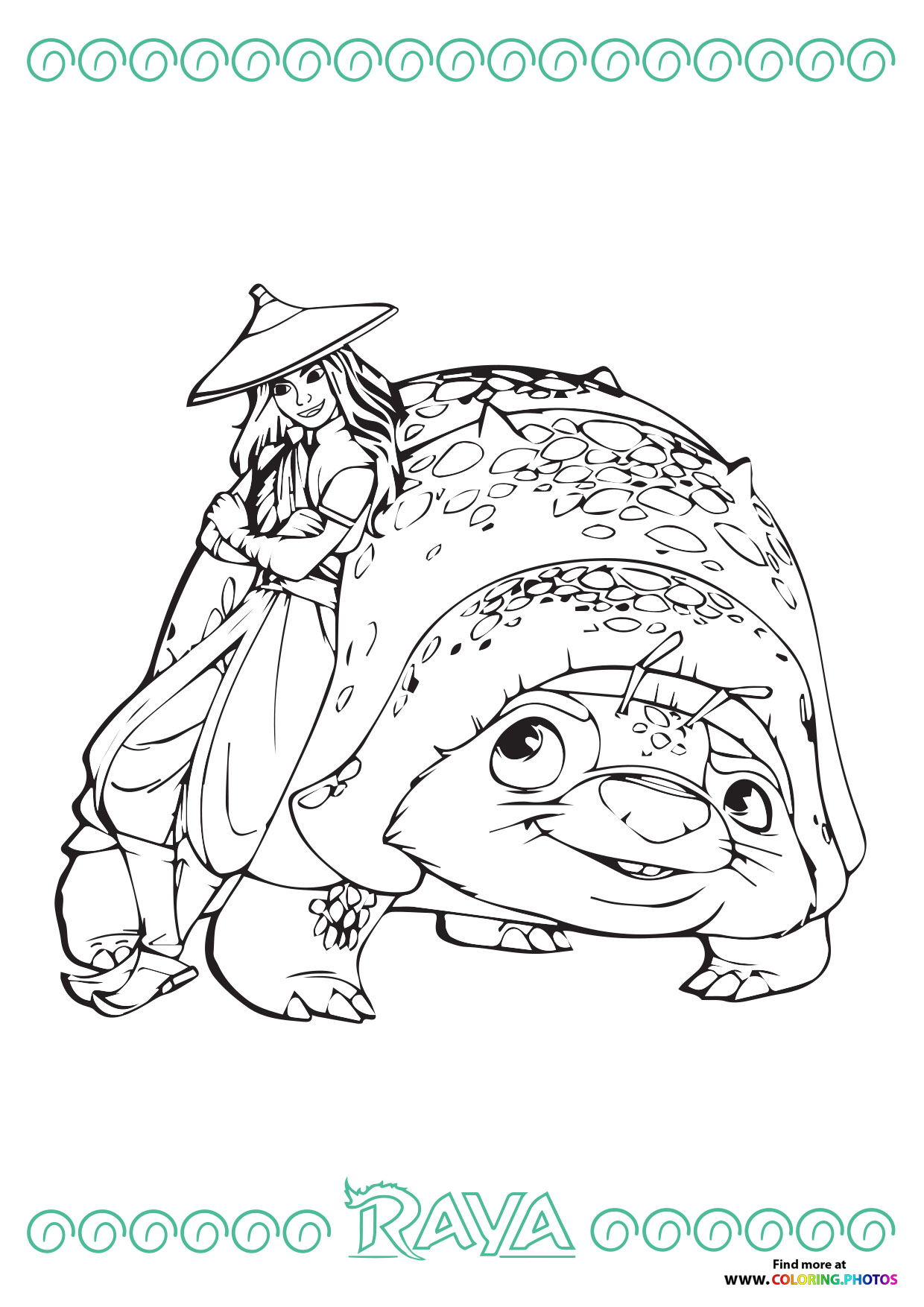 Raya and TUk Tuk coloring page