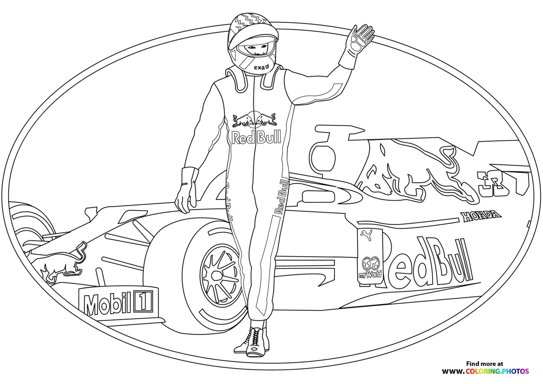 Red Bull Formula 1 car coloring page