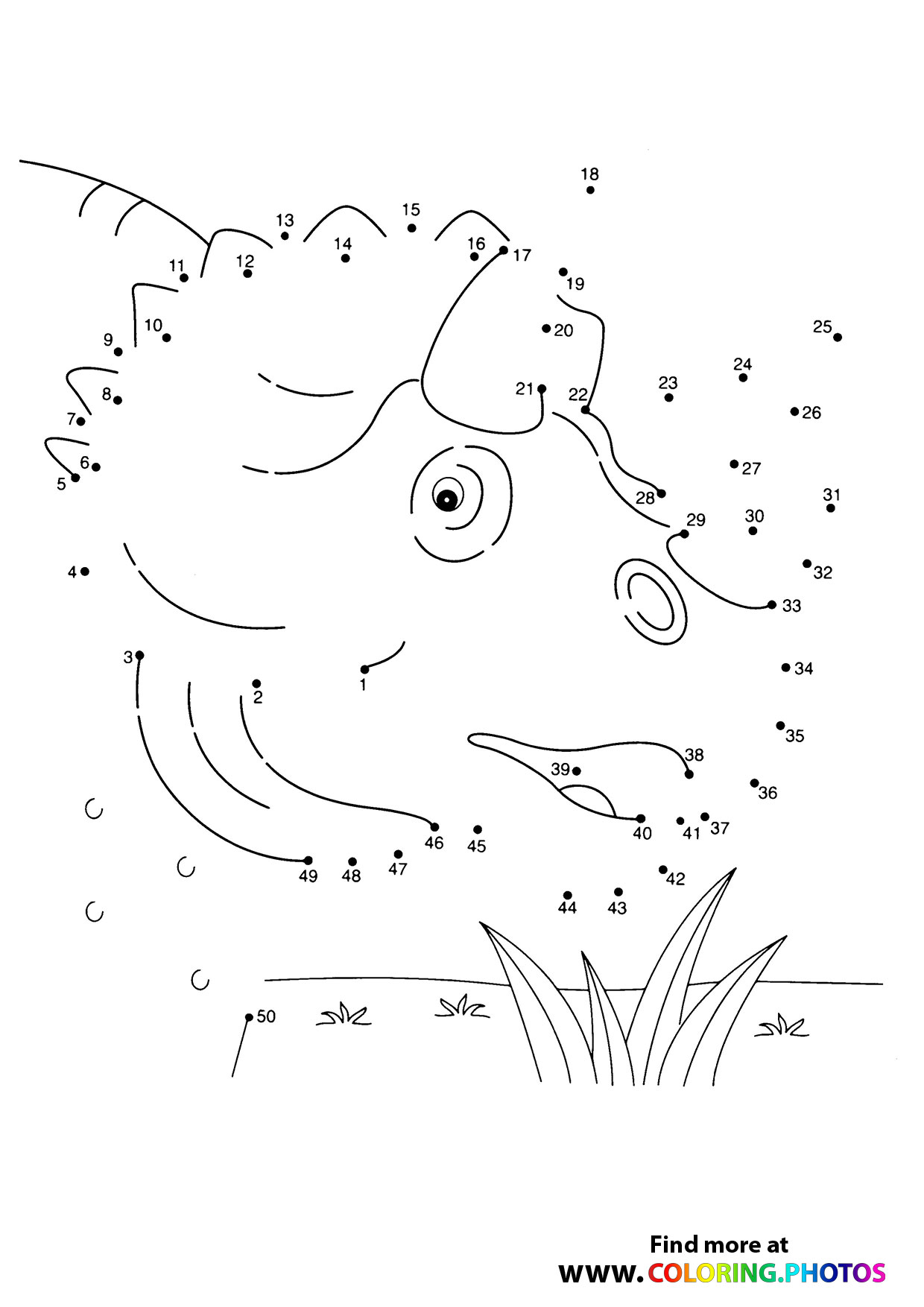 Rhino swinging dot the dots worksheet