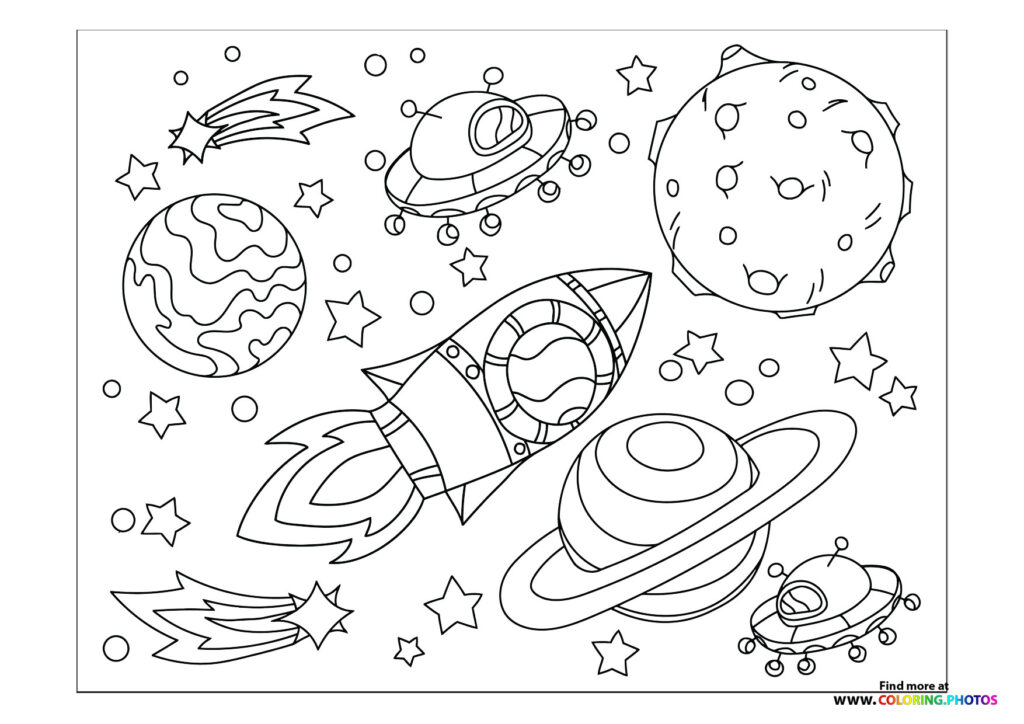 Rocket planet and UFO