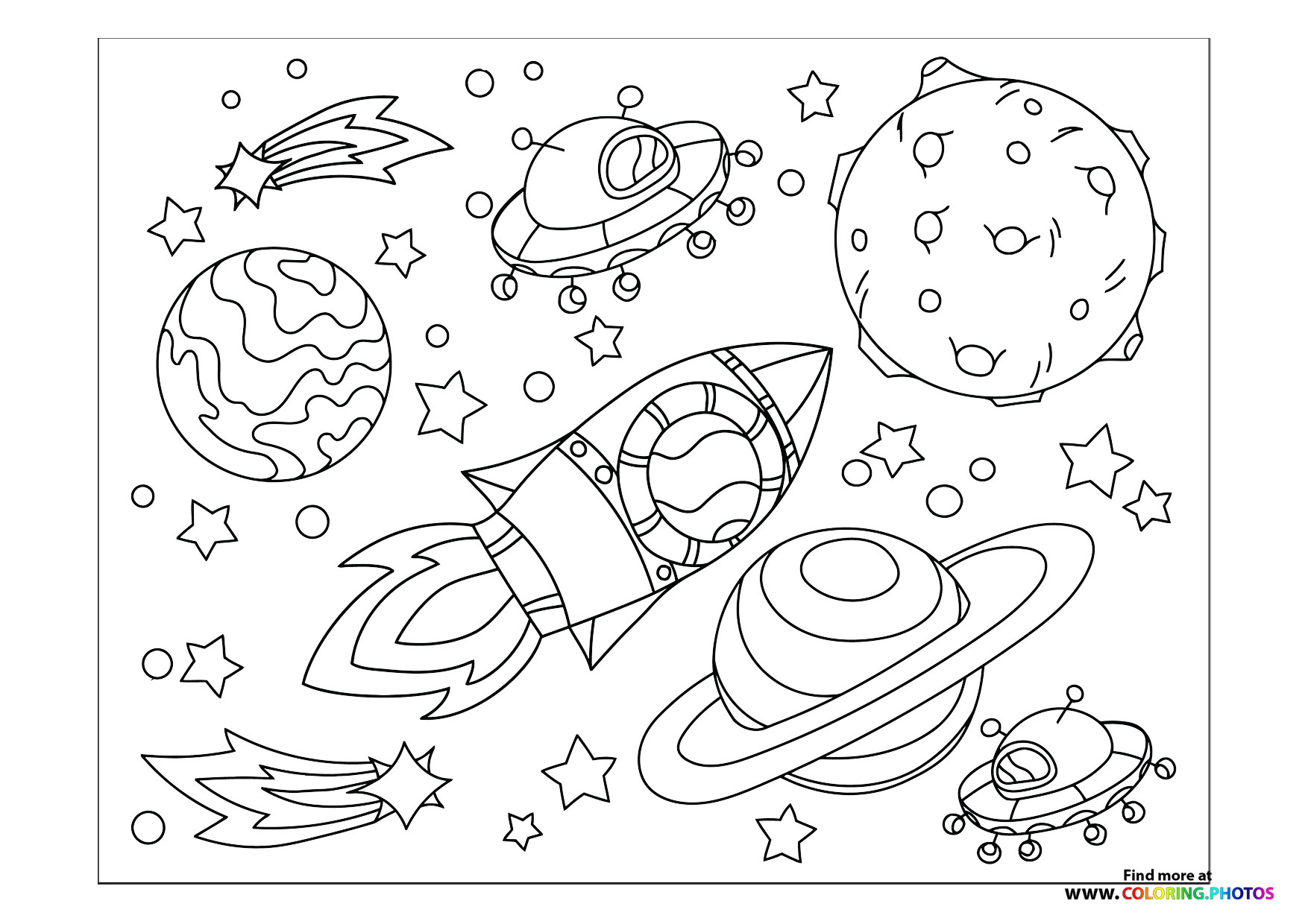 Rocket planet and UFO
