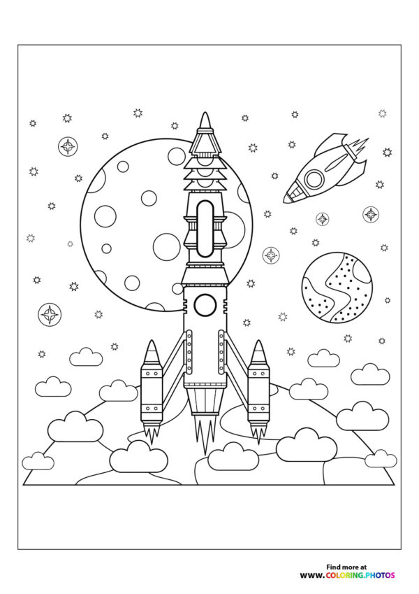 Rocket traveling into space