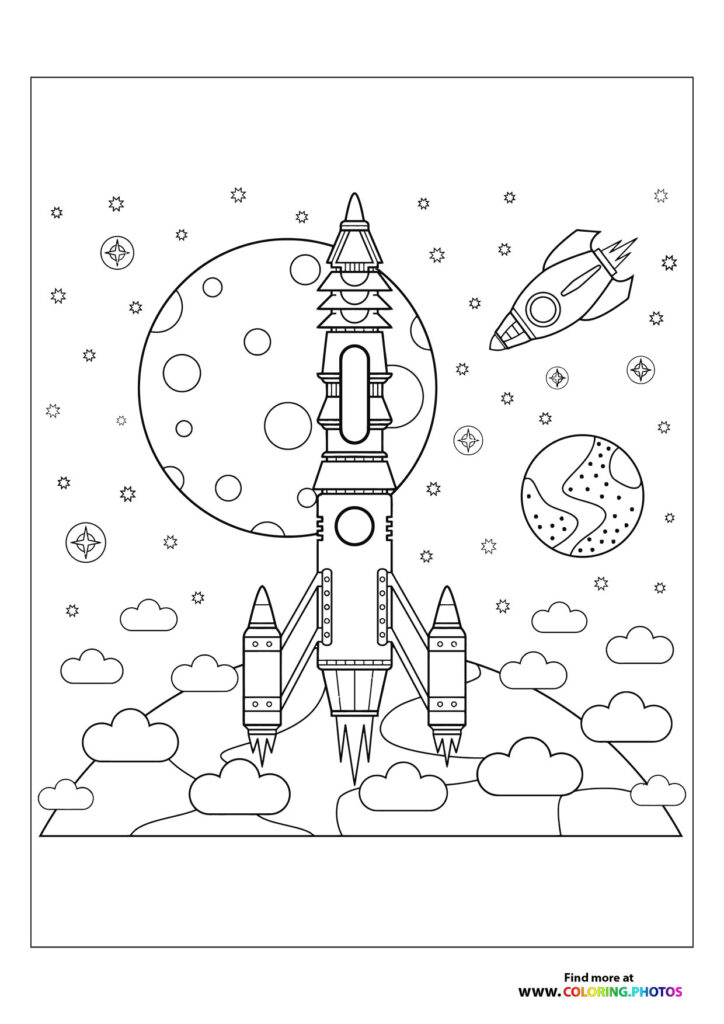 Rocket traveling into space