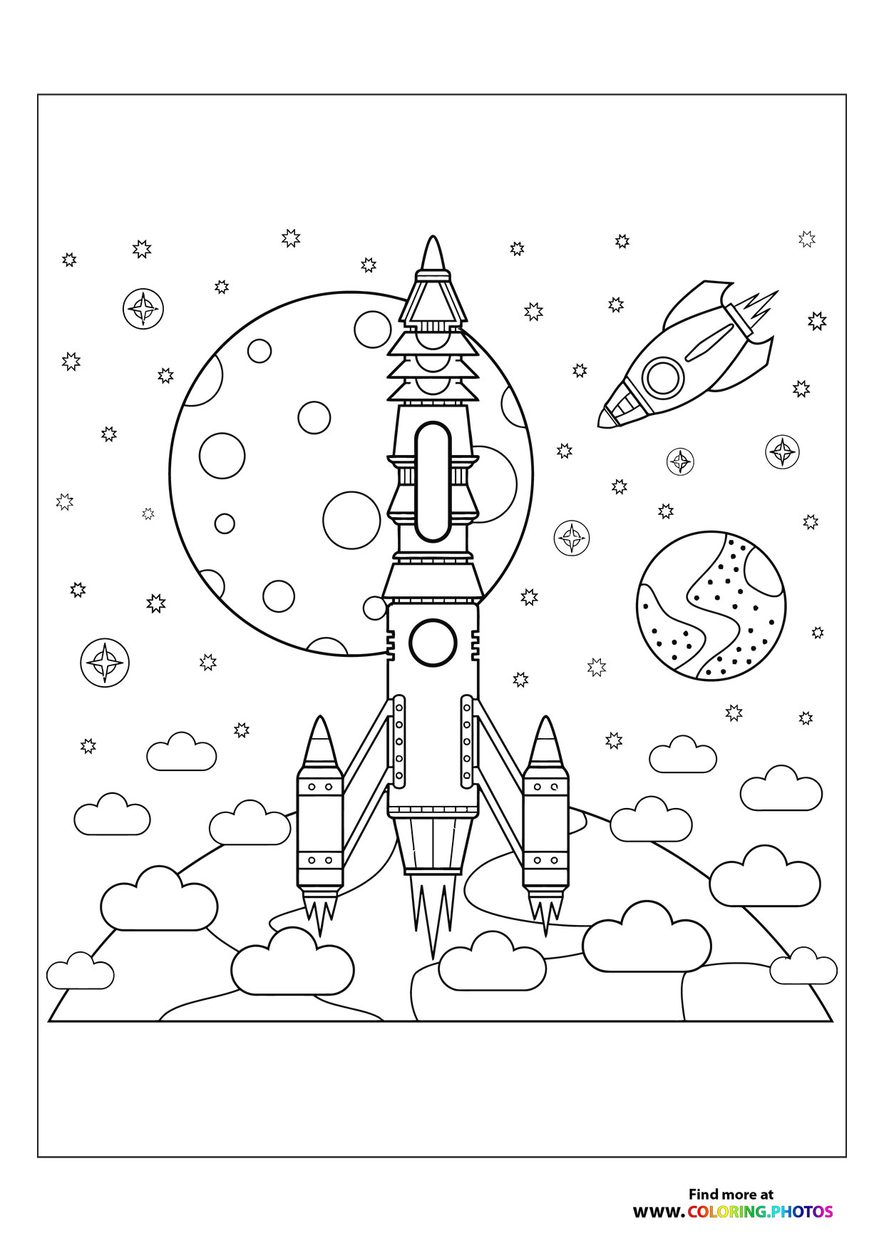 Rocket traveling into space