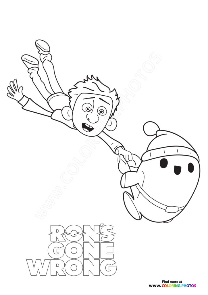 Ron draging Barney coloring page