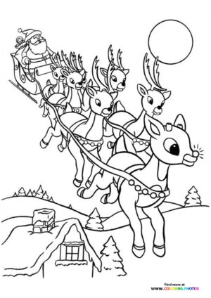 Rudolph Leading Santa's Sleigh