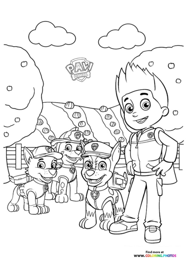Ryder and Paw Patrol coloring page