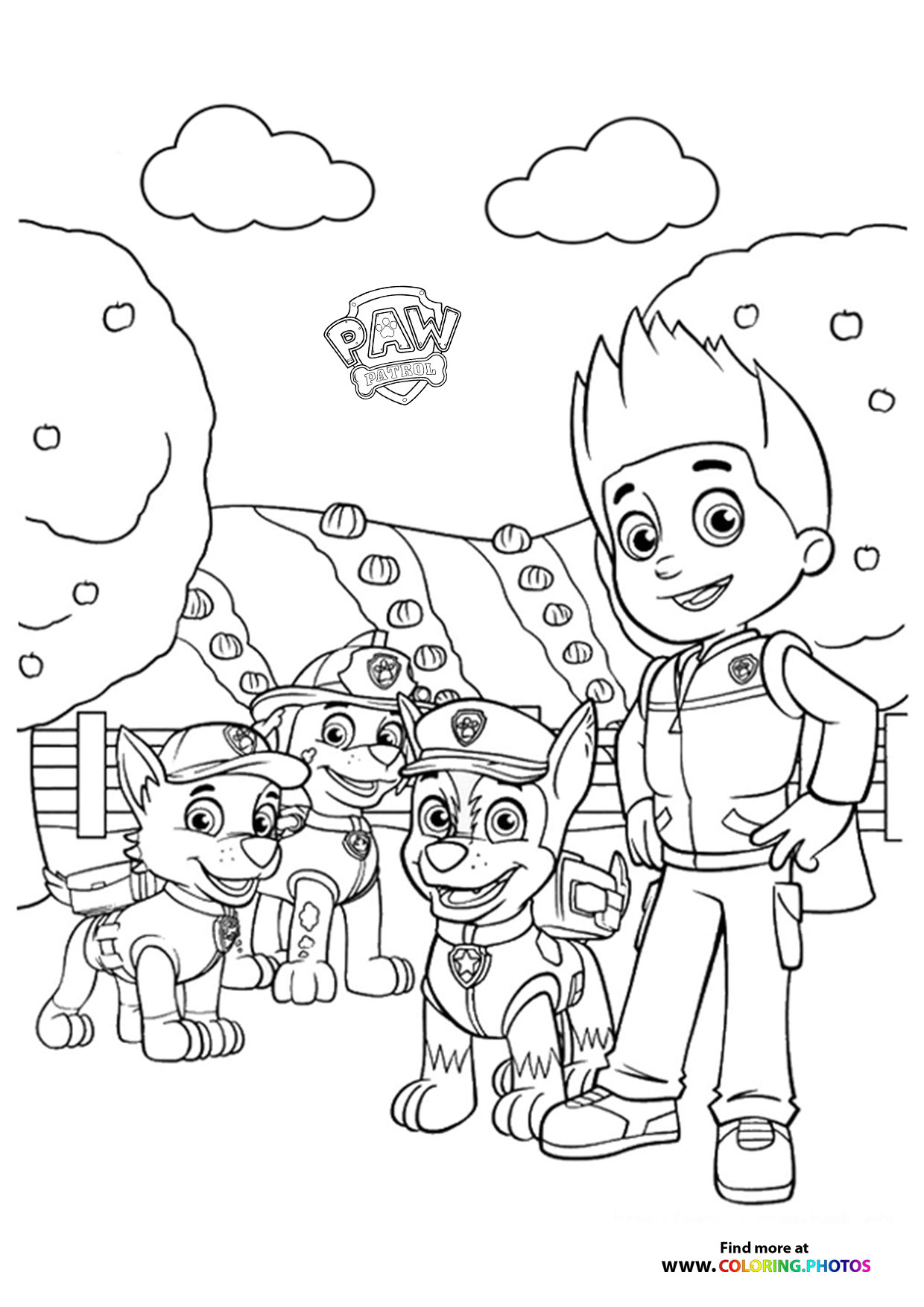 Ryder and Paw Patrol coloring page