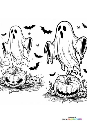 Halloween Ghosts with Jack-O-Lanterns