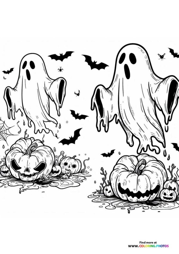 Halloween Ghosts with Jack-O-Lanterns