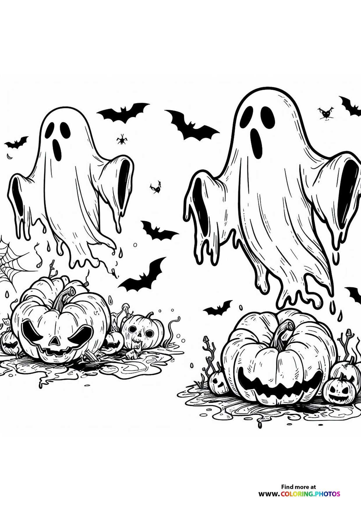Halloween Ghosts with Jack-O-Lanterns