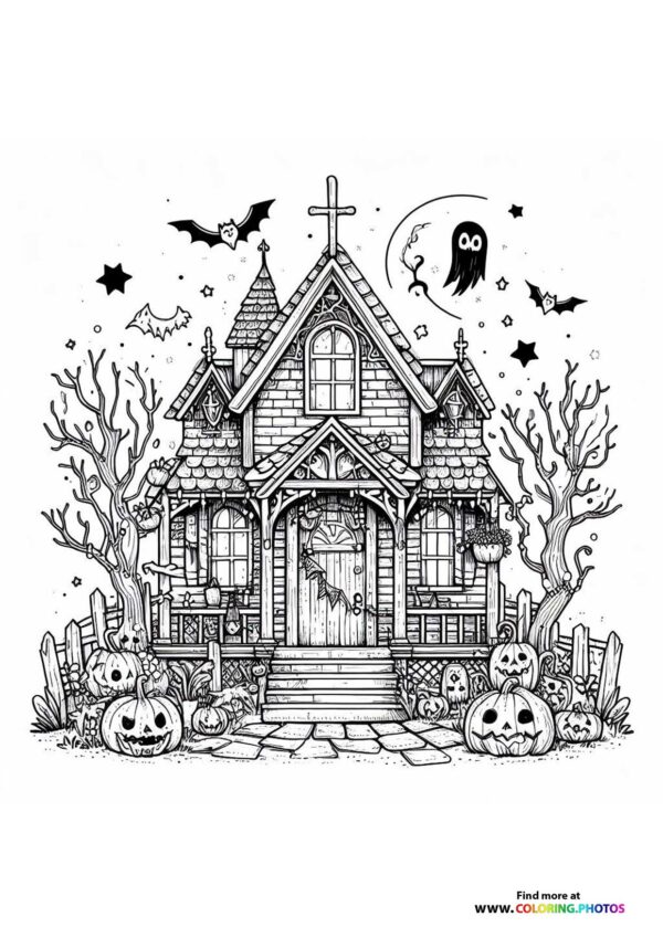 Haunted Mansion with Pumpkins