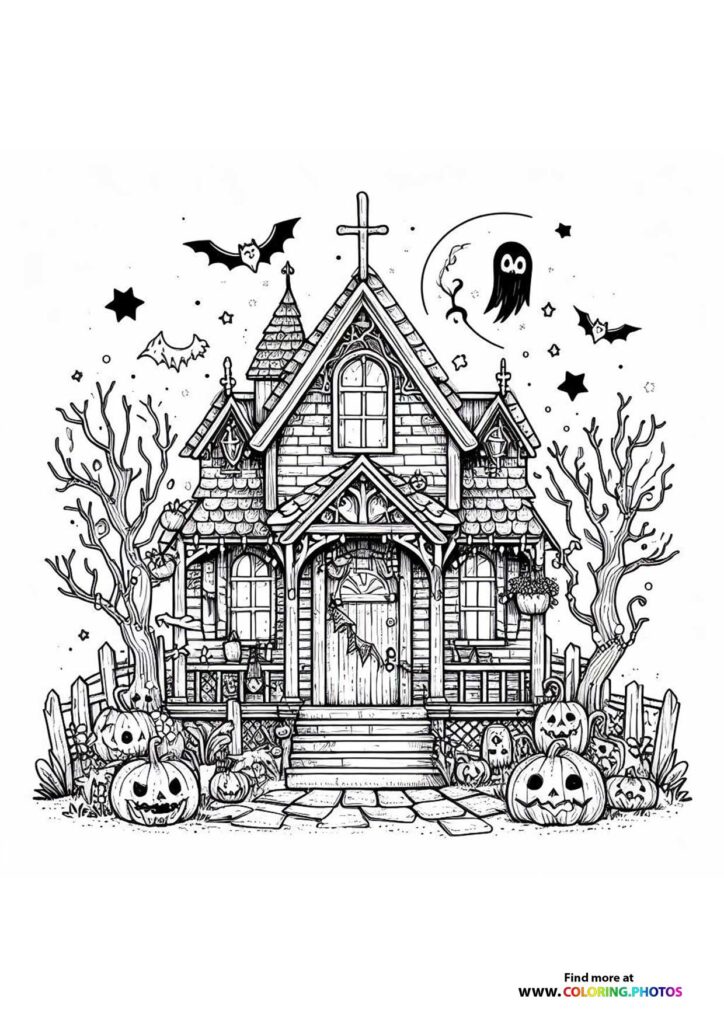 Haunted Mansion with Pumpkins