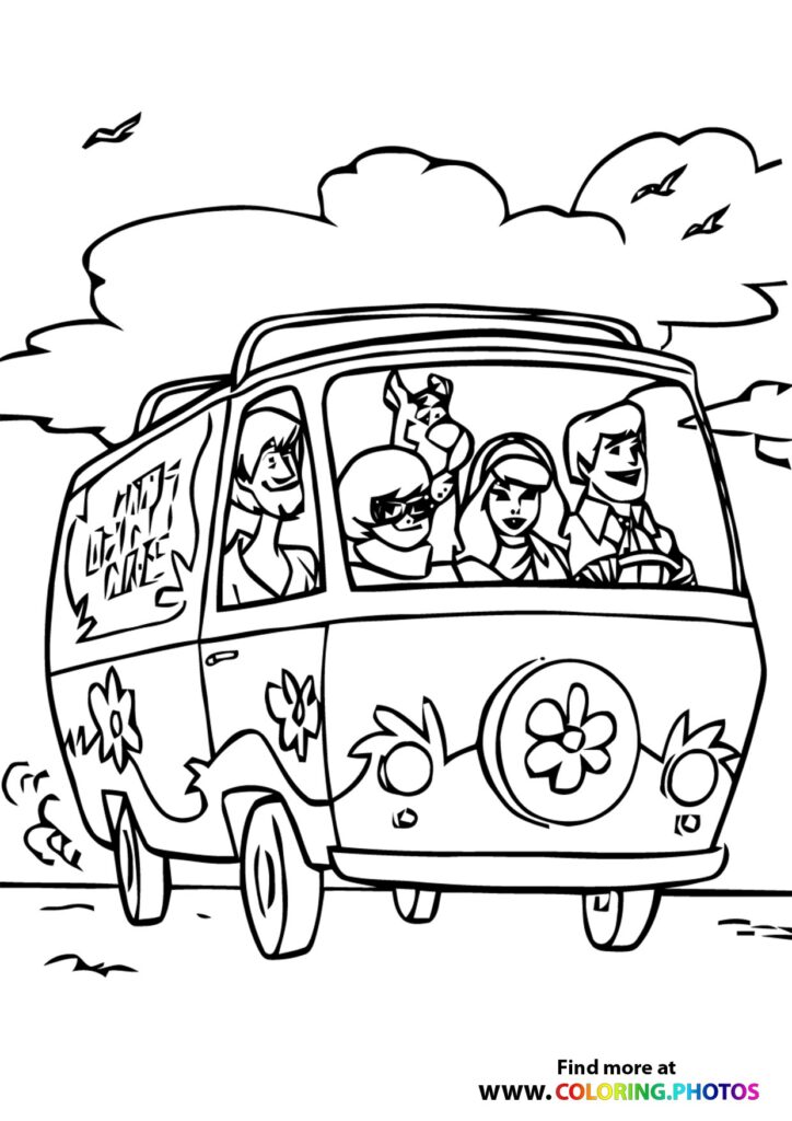 Scooby-Doo in Mystery Machine coloring page