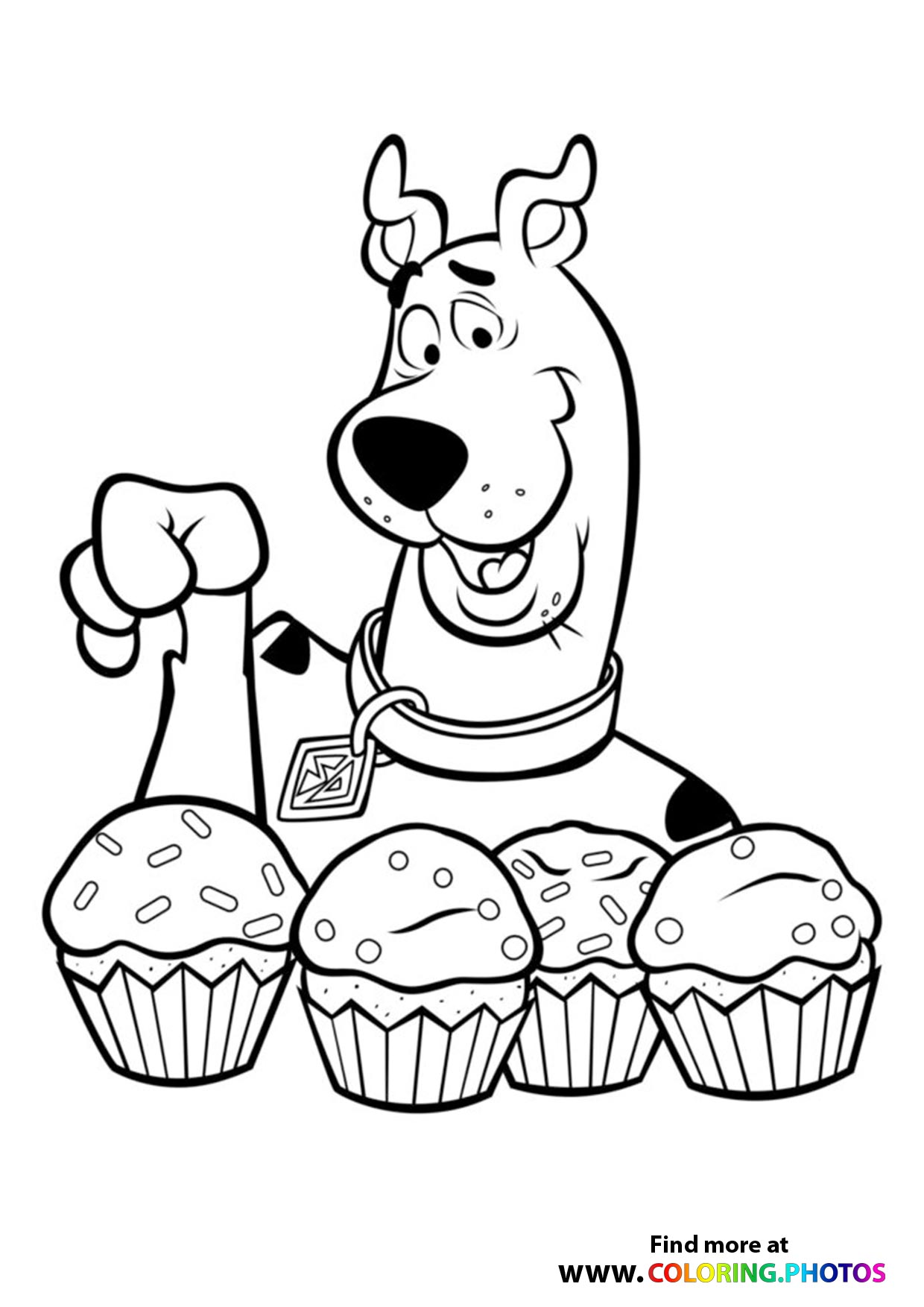 Scooby-Doo with muffins coloring page