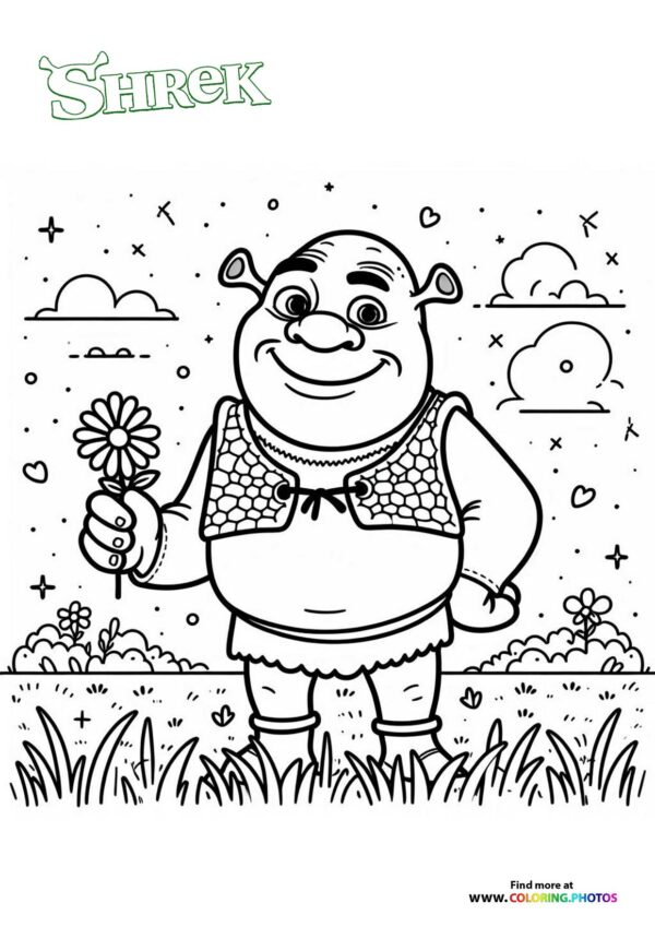 Shrek Holding a Flower