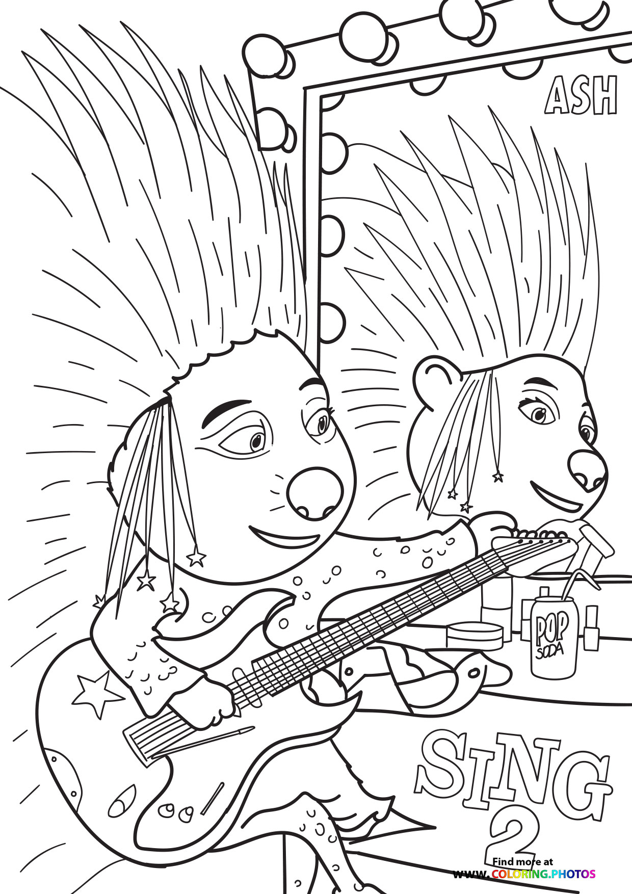 Ash from Sing 2 coloring page