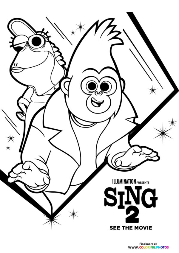 Johnny and Miss Crawly from Sing 2 coloring page
