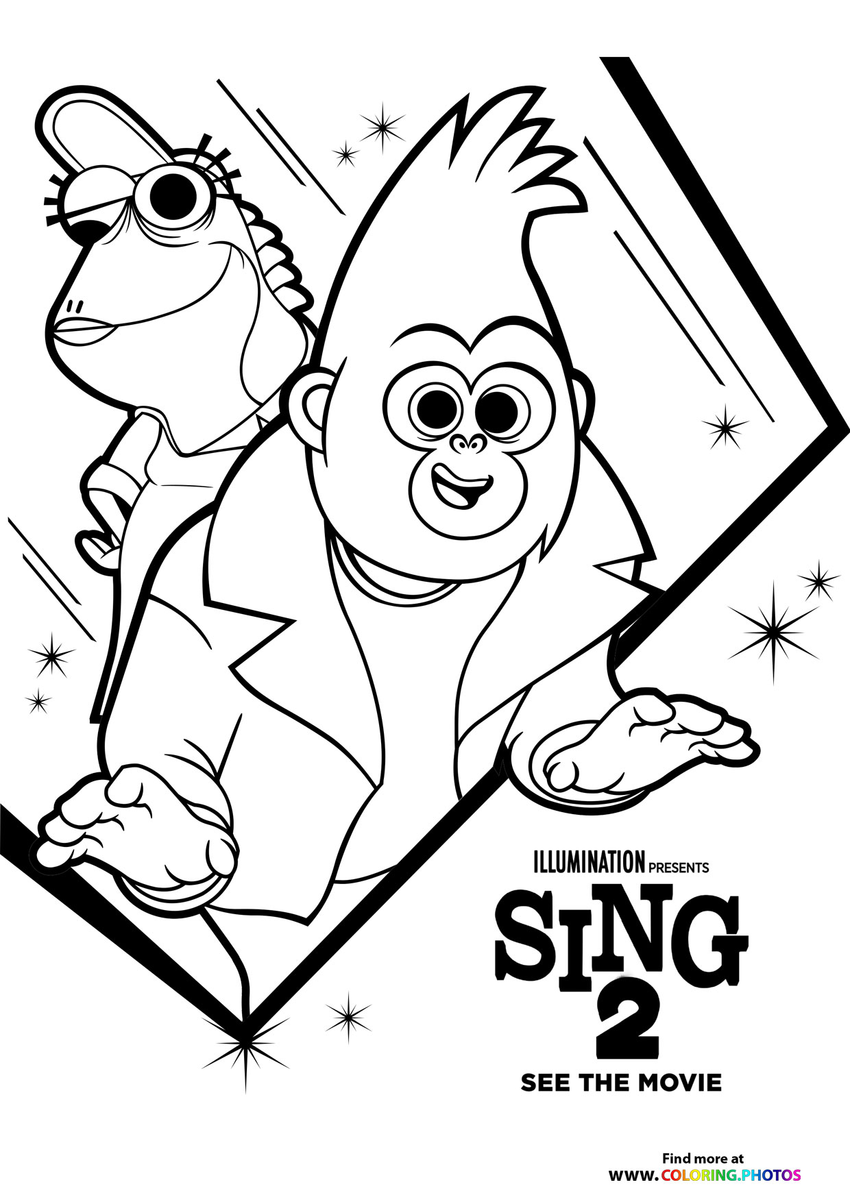 Johnny and Miss Crawly from Sing 2 coloring page